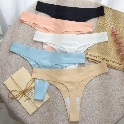 Женское нижнее белье Ice Silk Thongs Бесшовные трусики T-panties Спортивные удобные сексуальные трусы-бикини Женское нижнее белье Love с низкой талией Дышащее