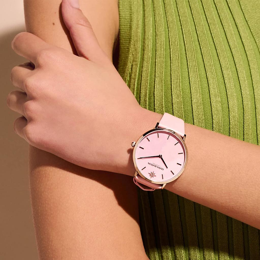 Authorized Dealer Olivia Burton Watch Celestial 40mm Fake Rose Quartz Carnation Leather Strap Watch [OLIVIA BURTON] Women's &