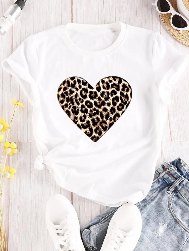 Classic White Cotton T-Shirt with Minimalist Printed Design for Women