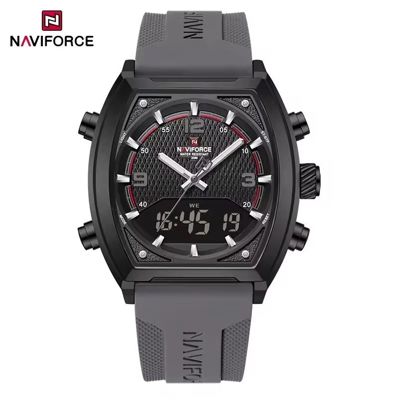 NAVIFORCE NF9242 9242 Мужские Кварцевые Часы Спортивные Водонепроницаемые Силиконовый Ремешок Повседневные Цифровые Часы Модные Роскошные Наручные Часы для Мужчин