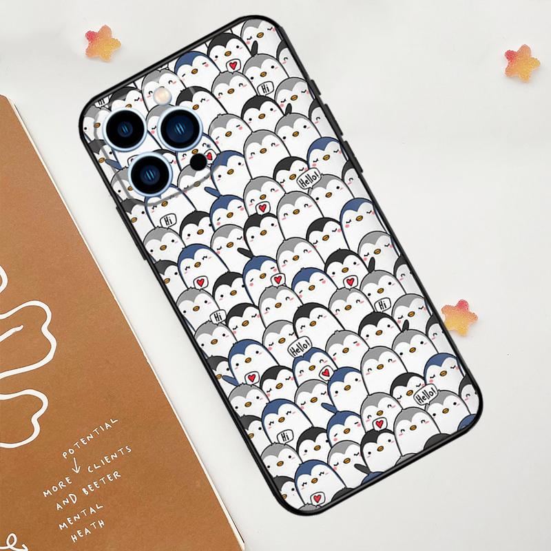 Милый чехол Kawaii Penguin для iPhone 15 16 14 13 12 11 Pro Max Plus X XR XS Max 12 13 Mini мягкий бампер