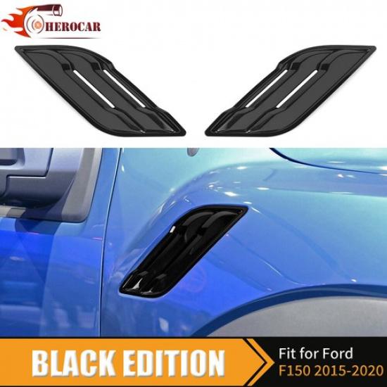 2PC Glosy Black Fender Air Vent Outlet Cover Trim Bezels for Ford F150 2015-