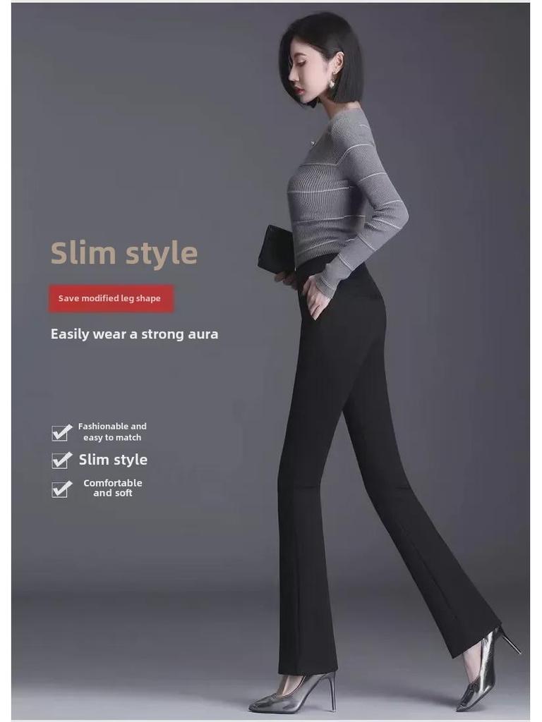 Женские универсальные узкие свободные расклешенные брюки в корейском стиле 2024 года — модные и повседневные.