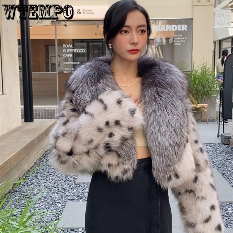 Осенне-зимняя шуба из искусственного меха лисы, женская короткая, цвета серебристой лисы, с воротником из шерсти