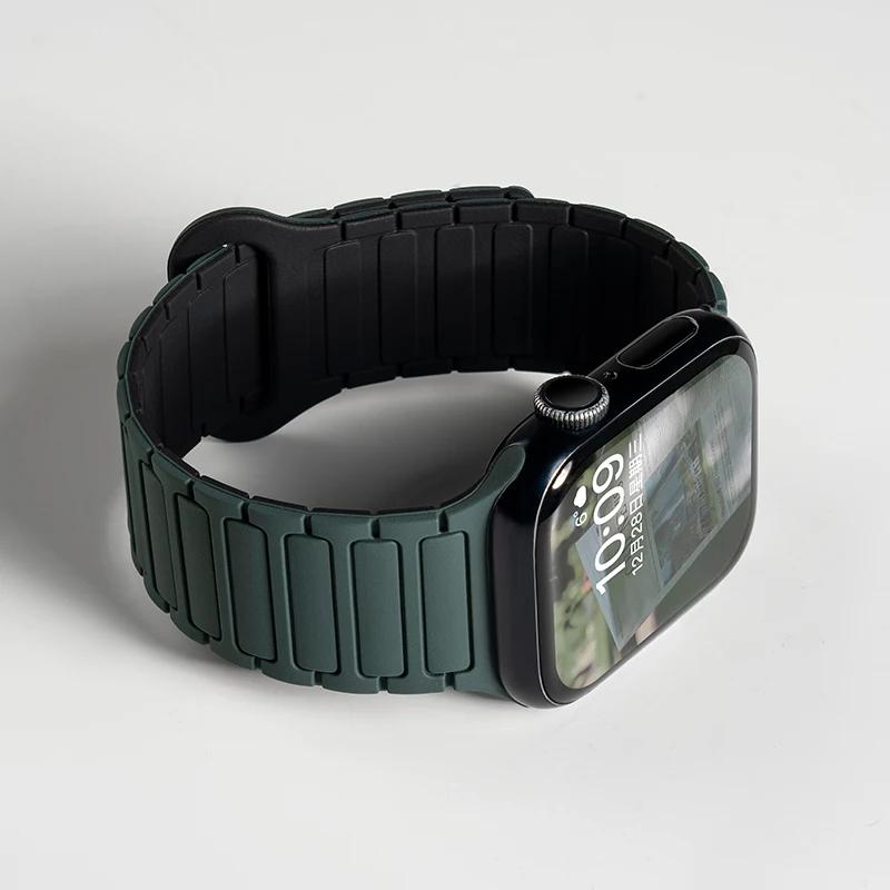 Силиконовый ремешок для Apple Watch Ultra 2 49 мм 42 мм 45 мм 41 мм 44 мм 40 мм Магнитный ремешок для iWatch Series 10 46 мм 9 8 7 6 SE 5 4 3