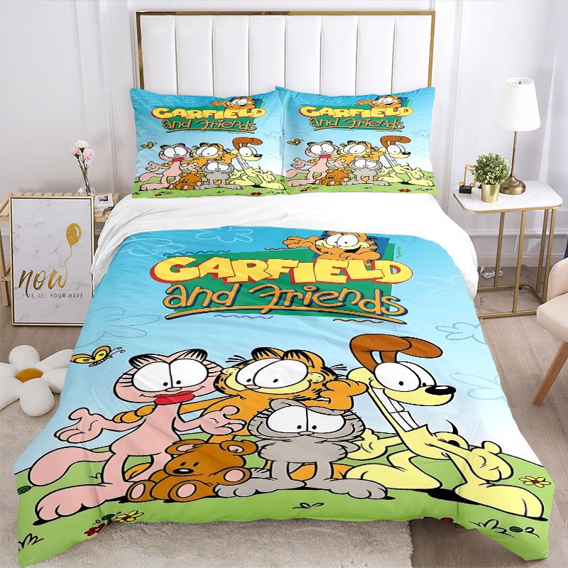 3pcs Garfield, Friends Duvet Cover Set - Machine Washable, Includes 1 Duvet Cover and 2 Pillowcases, No Core Included yy251022191