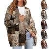 Women's Fashion Long Sleeve Print V-Neck Button Loose Cardigan Top