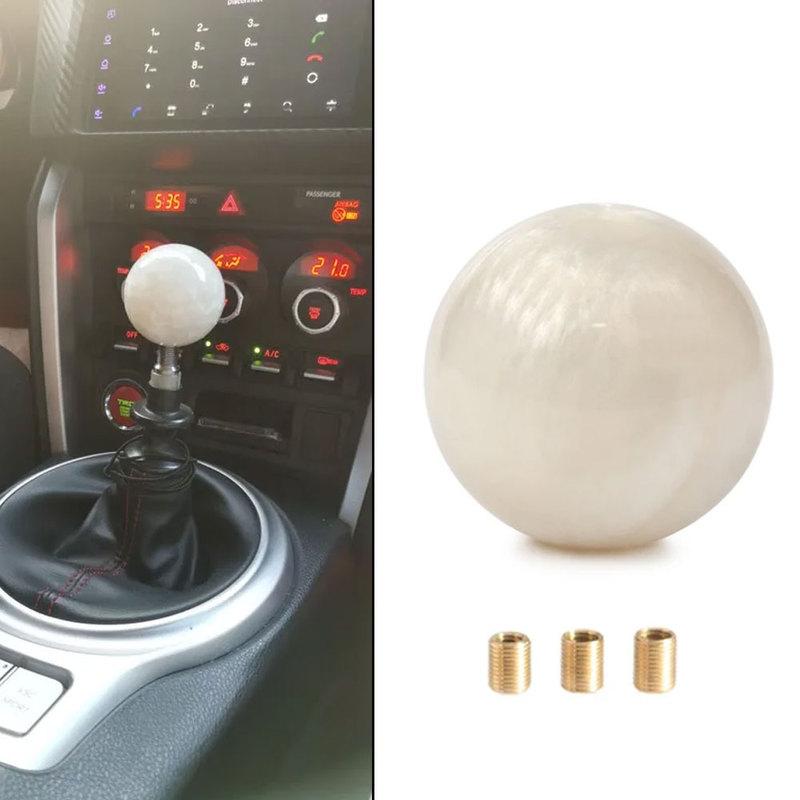 Car Transmission Stick Round Ball Manual Shifter Lever Handle Gear Shift Knob Decoration Head with 3 Adapters Auto Accessories