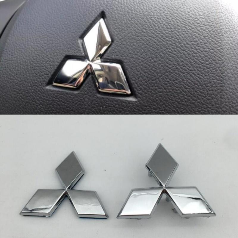 xksh2 1pcs ABS chrome 47mm for Mitsubishi car Emblem Steering Wheel Center Badge Steer sticker Decal Styling Auto accessories