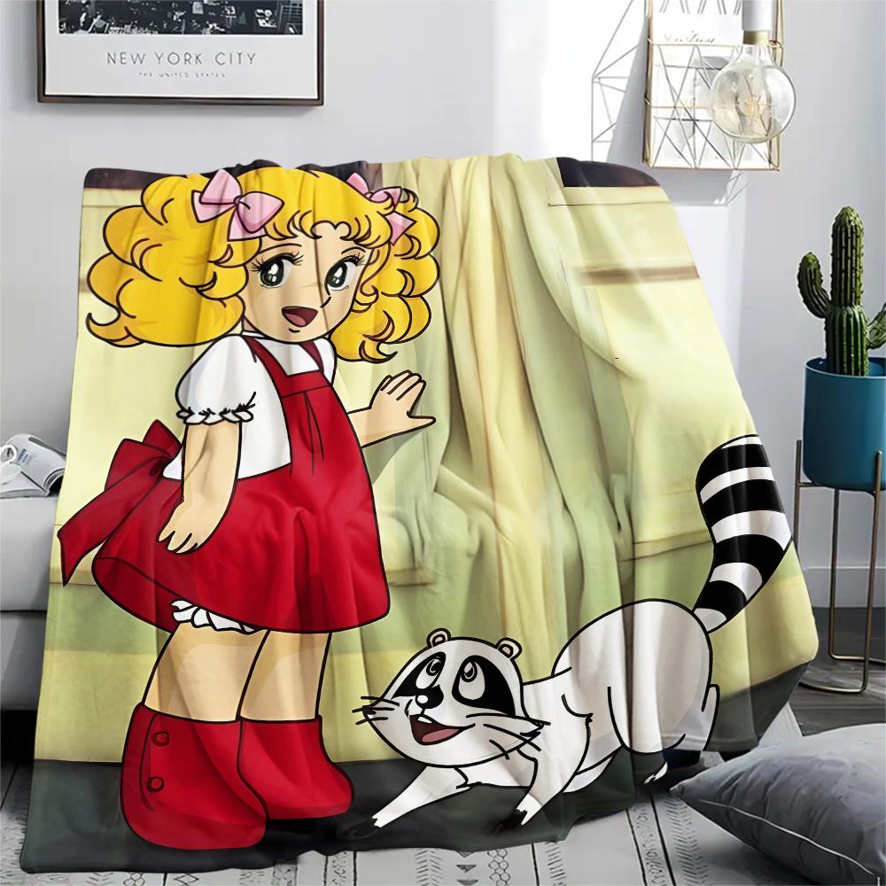 1PC Candy Candy Print Flannel Blanket, High quality All Seasons, Home Decor, Warmth and Comfort, Perfect for Christmas Gifts