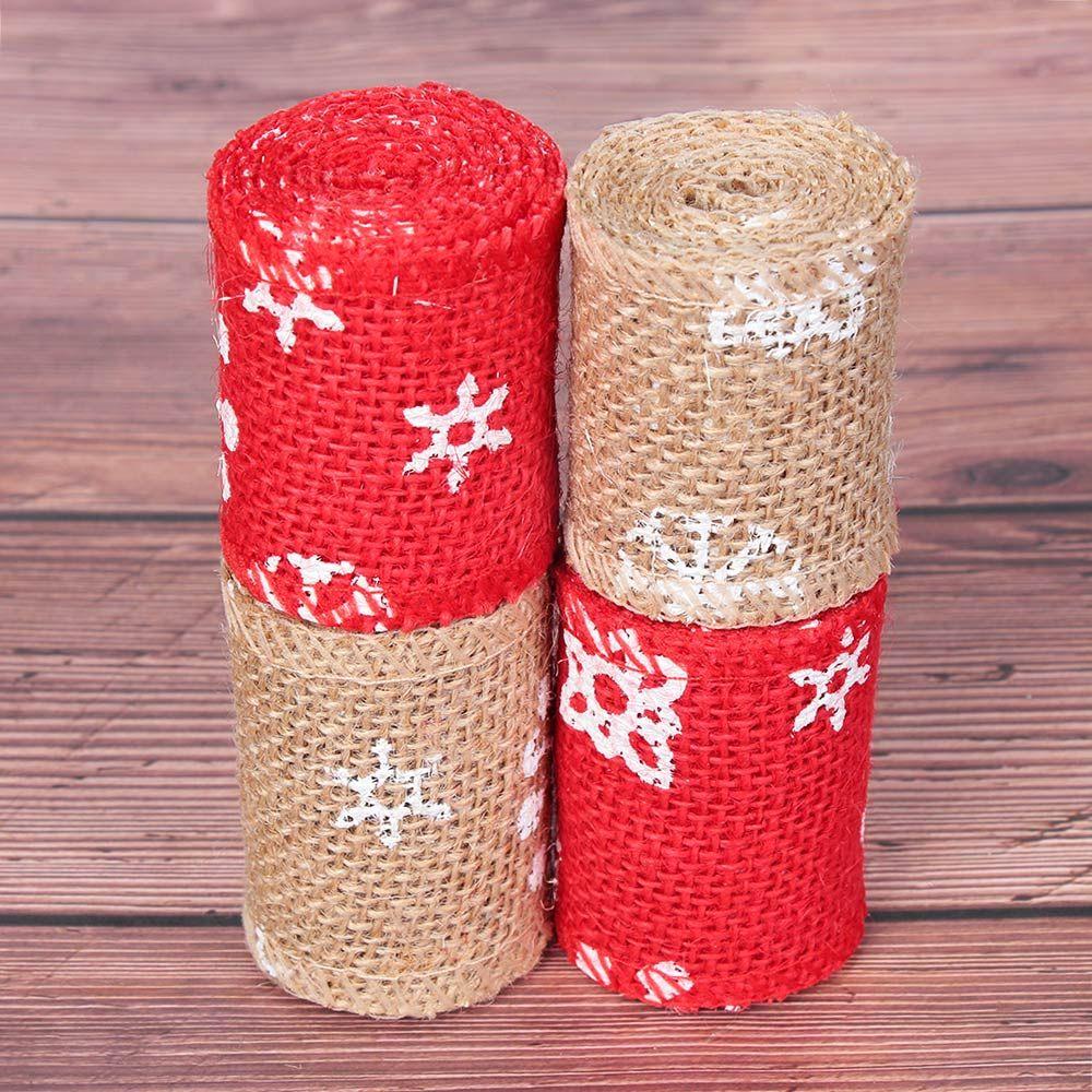 Craft Rustic Vintage Merry Christmas Wedding Snowflake Sisal Trim Snowflake Lace Ribbon Jute Burlap