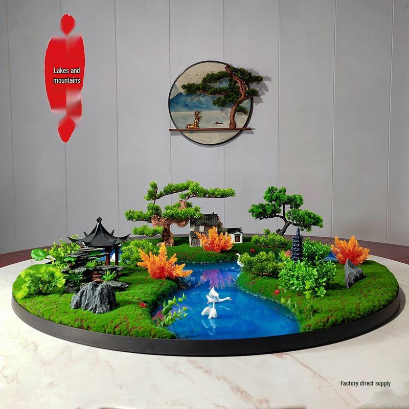 High-End Hotel Dining Table Flower Arrangement and Miniature Landscape Decor