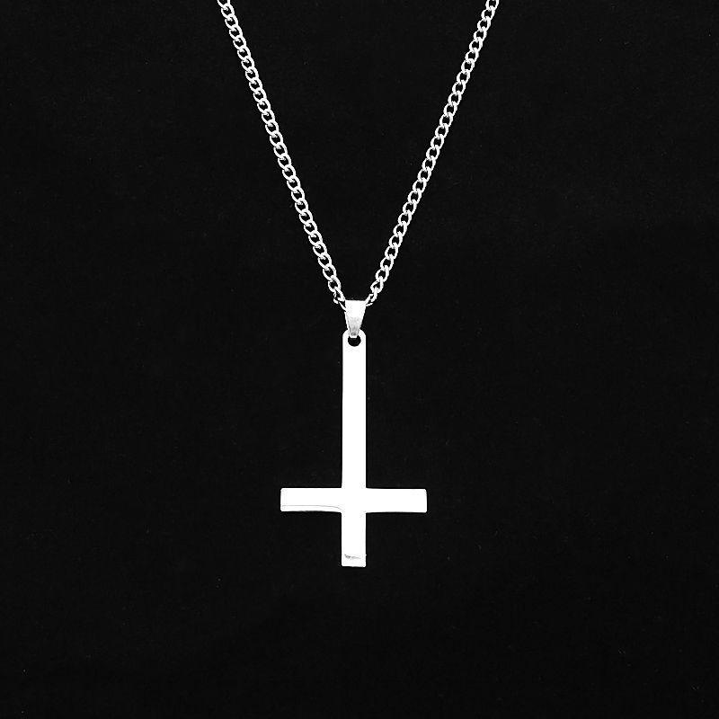 Ювелирные изделия из нержавеющей стали перевернутый крест цепочка ожерелье для мужчин, перевернутый крест ожерелье кулон ожерелье с перевернутым крестом