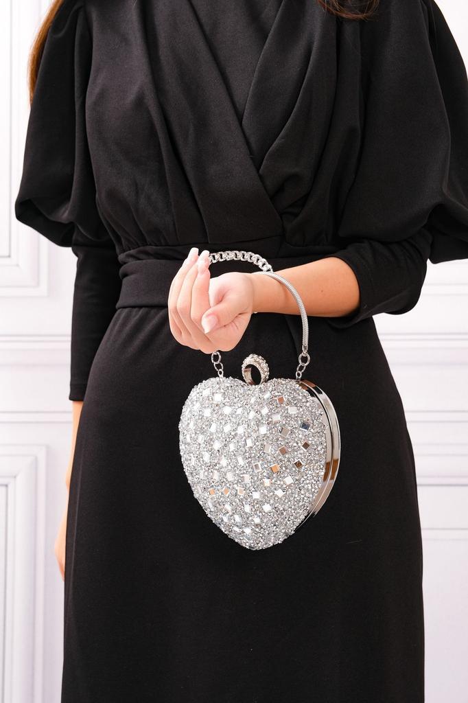 Women's Stylish and Useful Evening Dress Bag Women's Heart Stoned Saxe Blue Evening Dress Bag