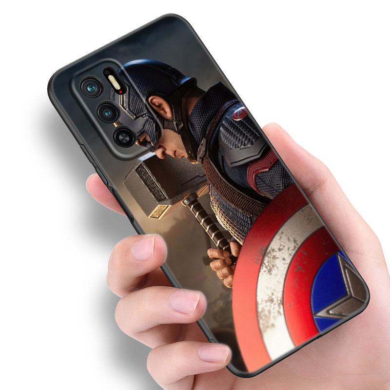 Капитан Америка черный силиконовый чехол для телефона Xiaomi Redmi Note 10 11 11S 12 13 4G 8 9 11T Pro 5G Plus 8T 9S 10S 12S