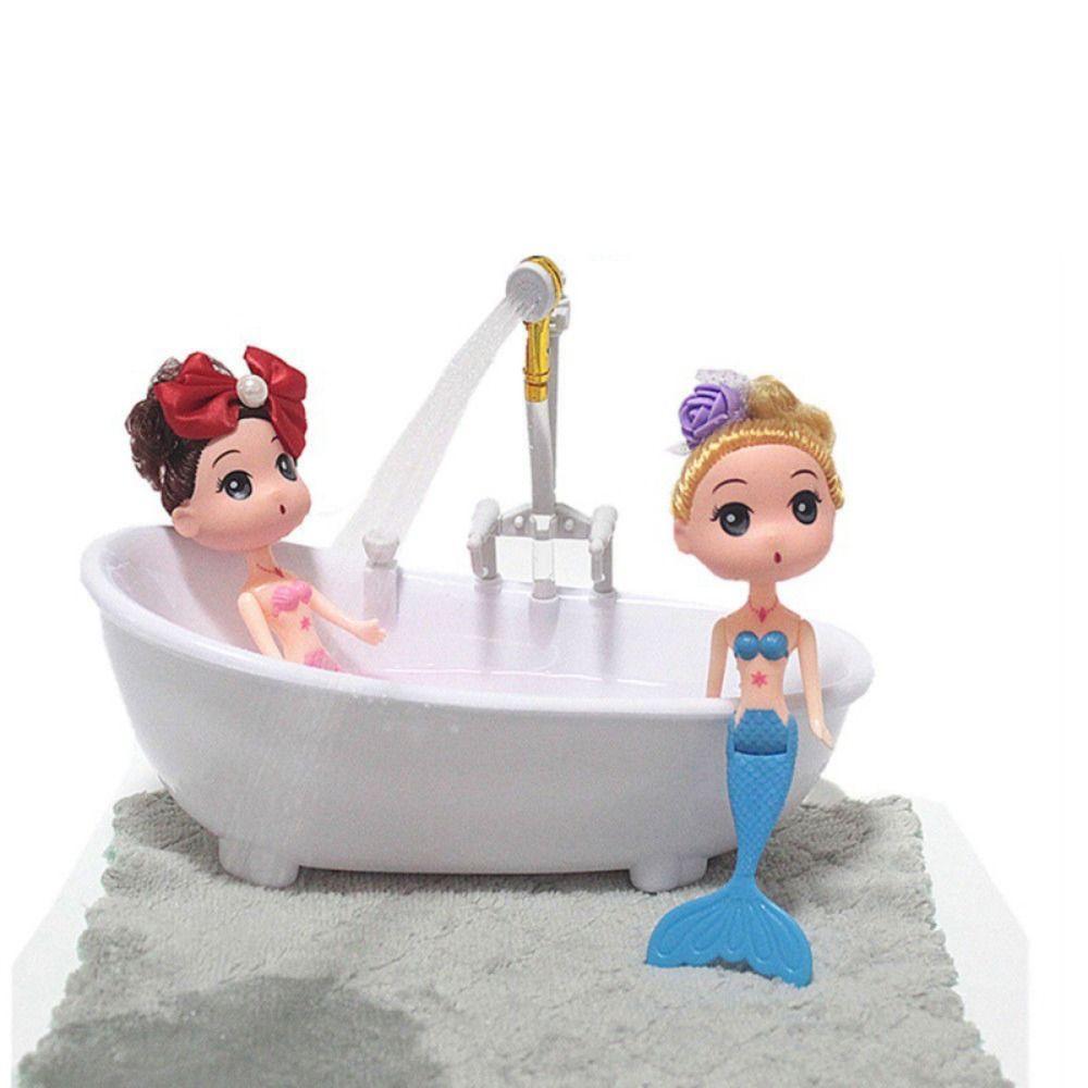 Pretend Toy Electric Bathtub Playing House Mini Bathroom Tub Kids Bathing Toys Children Gift