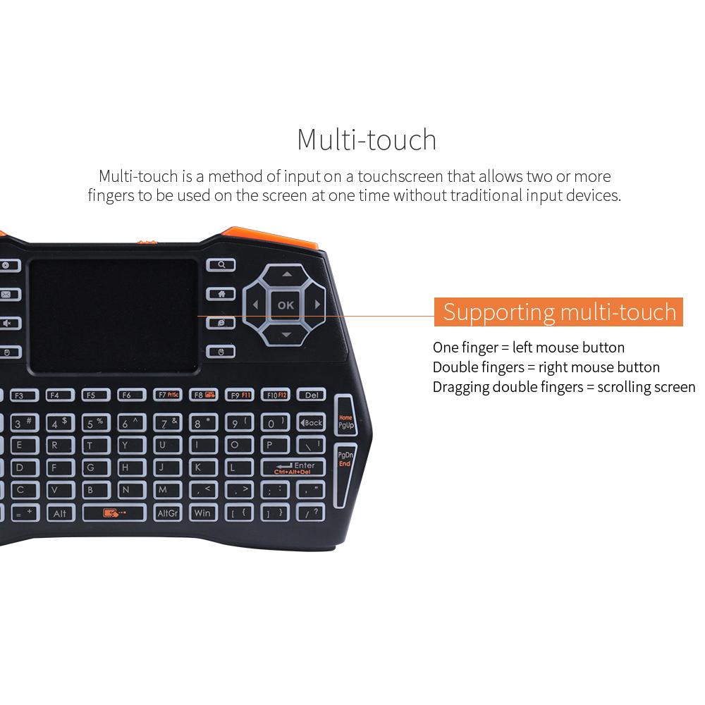 Мини-беспроводная клавиатура 2,4G, воздушная мышь, трехцветная клавиатура с подсветкой и сенсорной панелью для ноутбука и телевизора