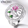 Umcho Серебряное кольцо с цветком на годовщину дня рождения, День святого Валентина, ювелирные изделия, подарки для женщин, жены и девочек