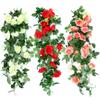 Creative Home Decoration Party Supplies Artificial Flowers Rattan Lifelike Roses Wreath Simulation Plants Wall Hanging Floral