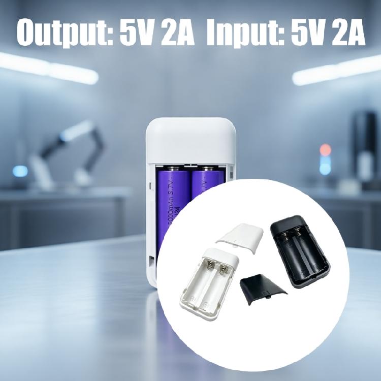 Слайдерная крышка Корпус Powerbank для батарей 18650 Набор для самостоятельной сборки Без пайки Емкость на 2 ячейки Легкий пластиковый корпус