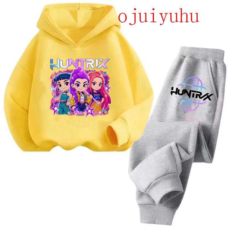 Детское худи фильм корейский стиль Комплекты Детские худи Kpop Охотники на демонов Пуловер Толстовка Спортивный костюм Мультяшная одежда