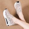 Women Wedge Shoes Sequin Mesh Breathable Shoes Fashion Gold Silver Platform Sneakers Women Height Increasing Casual Shoes