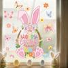 PVC Rabbit Basket Electrostatic Stickers Happy Easter Window Stickers  Ester Decorations