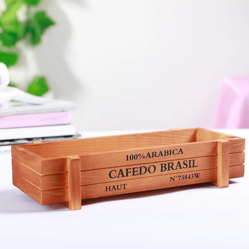 Винтажный деревянный ящик для растений Садовый двор Микроландшафт Цветочный контейнер для суккулентов Растительный горшок Горшки De Jardin Садовые аксессуары