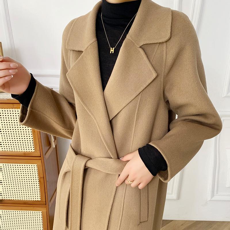 Женское пальто из 100% шерсти TIDENOVEL Осеннее шерстяное длинное пальто Ручной работы Пальто-бушлат Зимняя теплая шерстяная длинная куртка Пальто