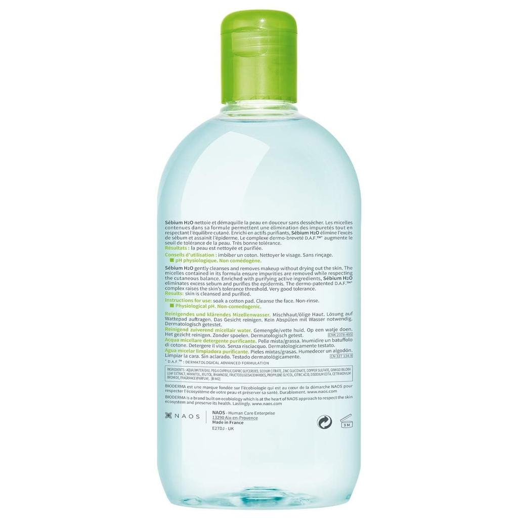 Bioderma Sebium H2O D 500ml (Cleansing + Wiping Lotion) {Product} [Product]