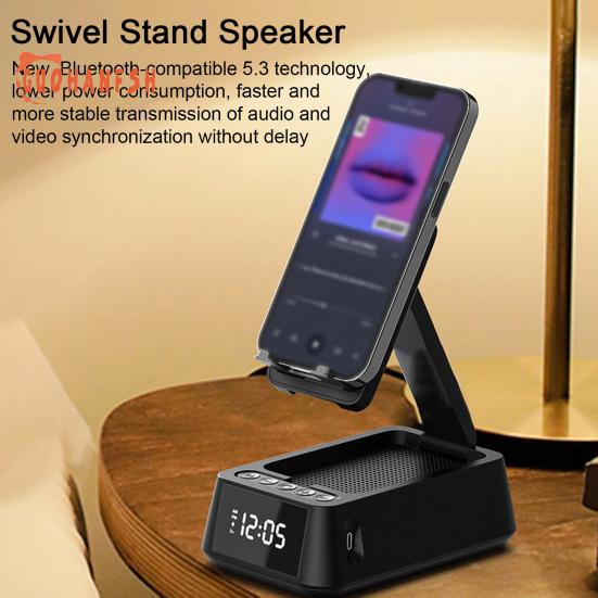 Динамик Bluetooth-совместимый с подставкой для телефона Светодиодный дисплей Будильник HD-совместимый звук Многофункциональный динамик
