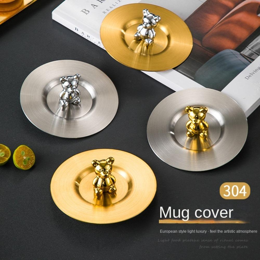 Thickened Stainless Steel Cup Lid Cap Leakproof Dustproof Cup Lid  Mug Ceramic Cup Glass Cup