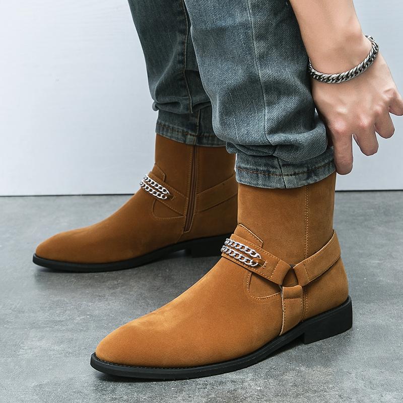 Мода Осень Новая Мода Ботильоны с Боковой Молнией Мужские Рабочие Ботинки Трендовые Дизайнерские Зимние Мужские Ботинки Бренд Уличные Военные Кожаные Повседневные Ботинки