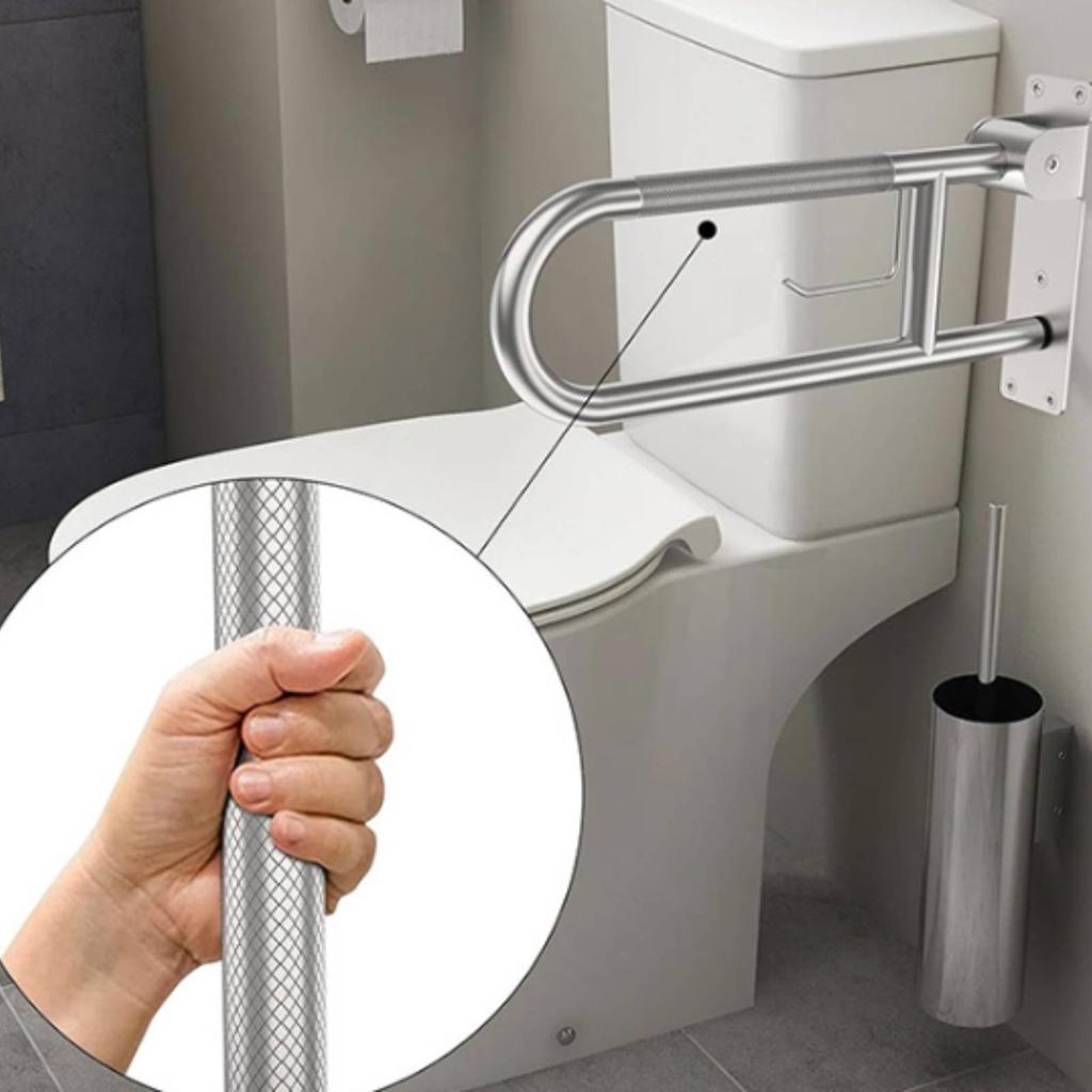Wall-Mounted Toilet Grab Bar Heavy Duty Stainless Steel Toilet Bar Disabled Safety Rail Easy Installation for Elderly
