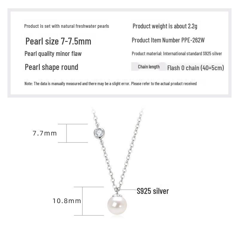 Серебряное ожерелье-подвеска с пресноводным жемчугом и бриллиантами для женщин