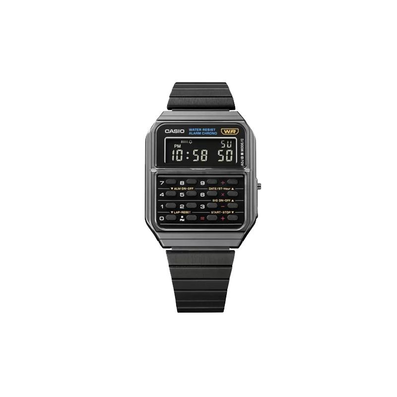 Casio Водонепроницаемые Мужские Кварцевые Часы на Стальном Браслете Черный Циферблат CA-500WEGG-1BJF