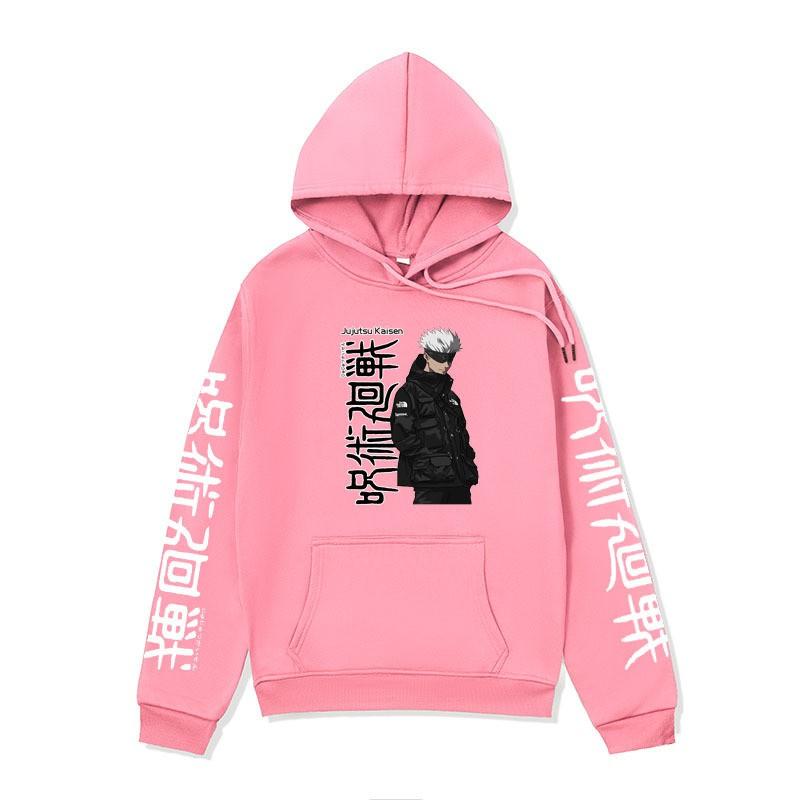 Mens Hooded Sweatshirt Anime Print Loose Fit Warm Fleece Lined Pullover Winter Casual Wear