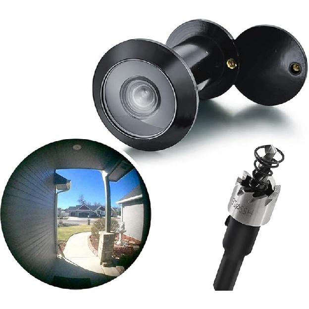 TOGU Дверные глазки из цельной латуни 220 градусов с сверлом 16 мм, Дверной глазок 0,63 дюйма с приватностью, Совместим с толщиной двери от 1-3/8" до