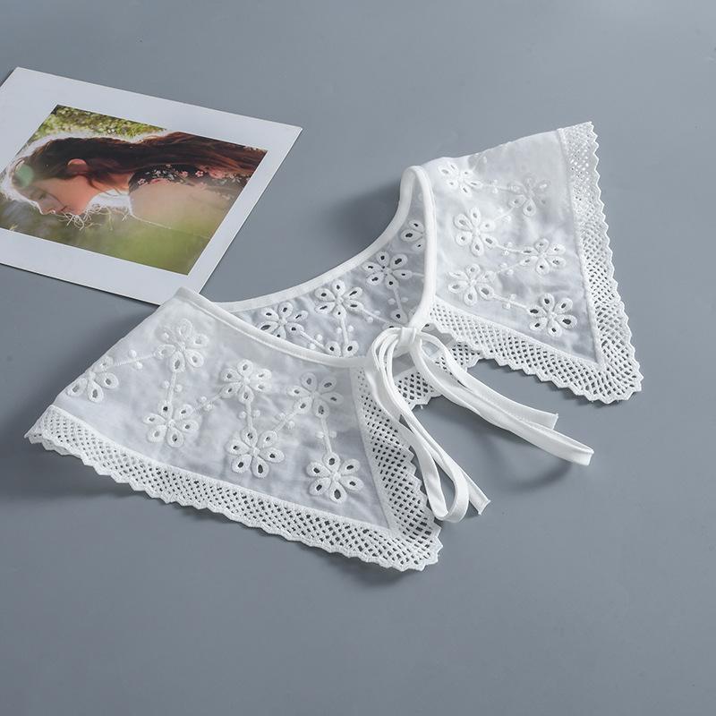 Fashion Women Girls Lolita Doll Shawl Fake Collar Embroidery Necklace Lapel Blouse Shoulder Wrap Short Capelet False Collar