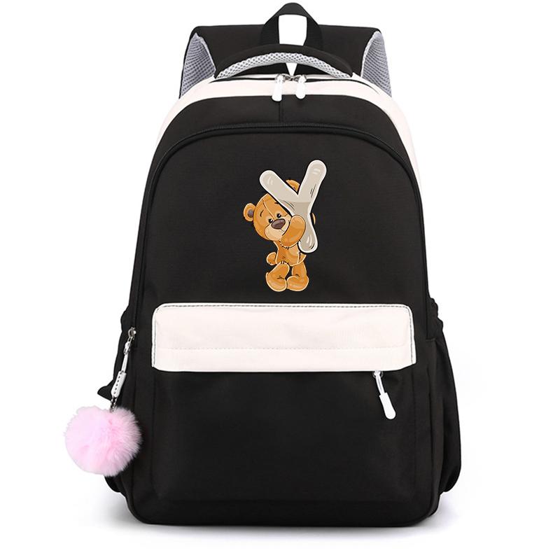 Школьный рюкзак Little Bear с 26 английскими буквами, школьная сумка Kawaii, школьная сумка с героями мультфильмов, рюкзак Mochilas, подростковый рюкзак для девочки, подарок
