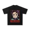 100% Pure Cotton Ghost Extermination Blade Tanujiro Anime T-Shirt Men's and Women's Summer Retro Loose Casual Top Tide