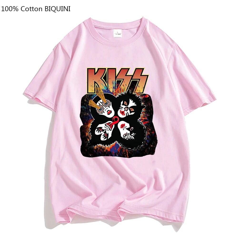 Новая футболка, черные топы для унисекс, футболка KISS Rock & Roll, футболка с надписью Heavy Metal Band, футболка из 100% хлопка для мужчин и женщин, топы в стиле панк и готика