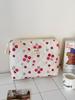 Red Flower Soft Corduroy Women's Cosmetic Bags Cases Travel Portable Ladies Storage Bag Large Capacity Female Makeup Handbag