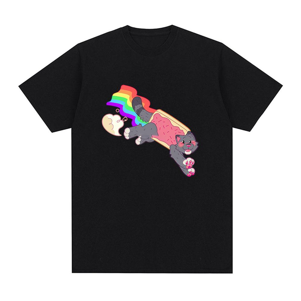 Cute Kawaii Nyan Rainbow Cat Funny Meme Tshirt Unisex Women Clothing Fashion Casual Cotton Tshirts Harajuku Short Sleeves T Shirt