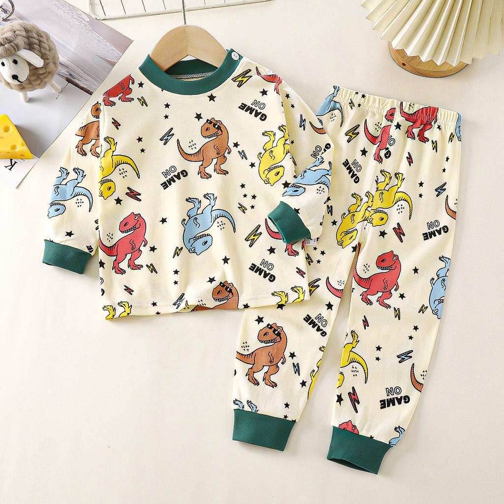 Winter Kids Long Sleeve O Neck T Shirt Pants Set Casual Baggy 2pcs Suit Cotton Cartoon Printes Outfit