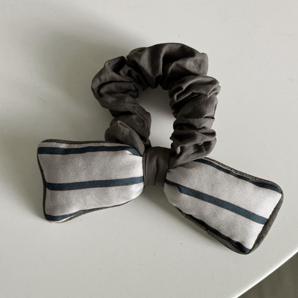 Retro Style Simple Wrapped Double Deck Striped Wooden Ear Edge Elastic Hair Rope Lazy High-End Ball Hair Band  Scrunchie