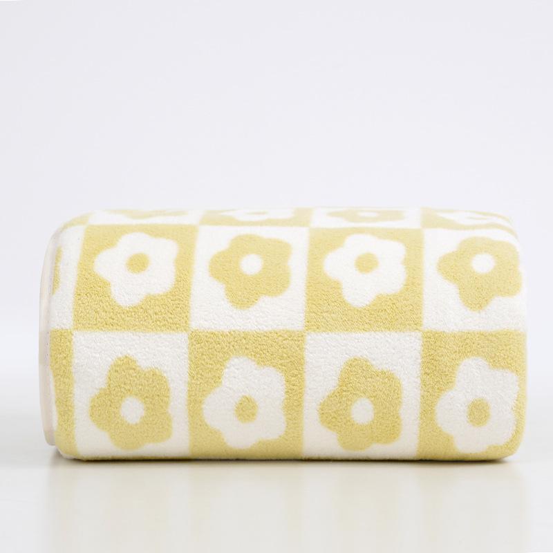 Jacquotha Bath Towels Checkered Floral Bath Towel Cotton Absorbent Towels for Bathroom Shower,70x140cm,1pc