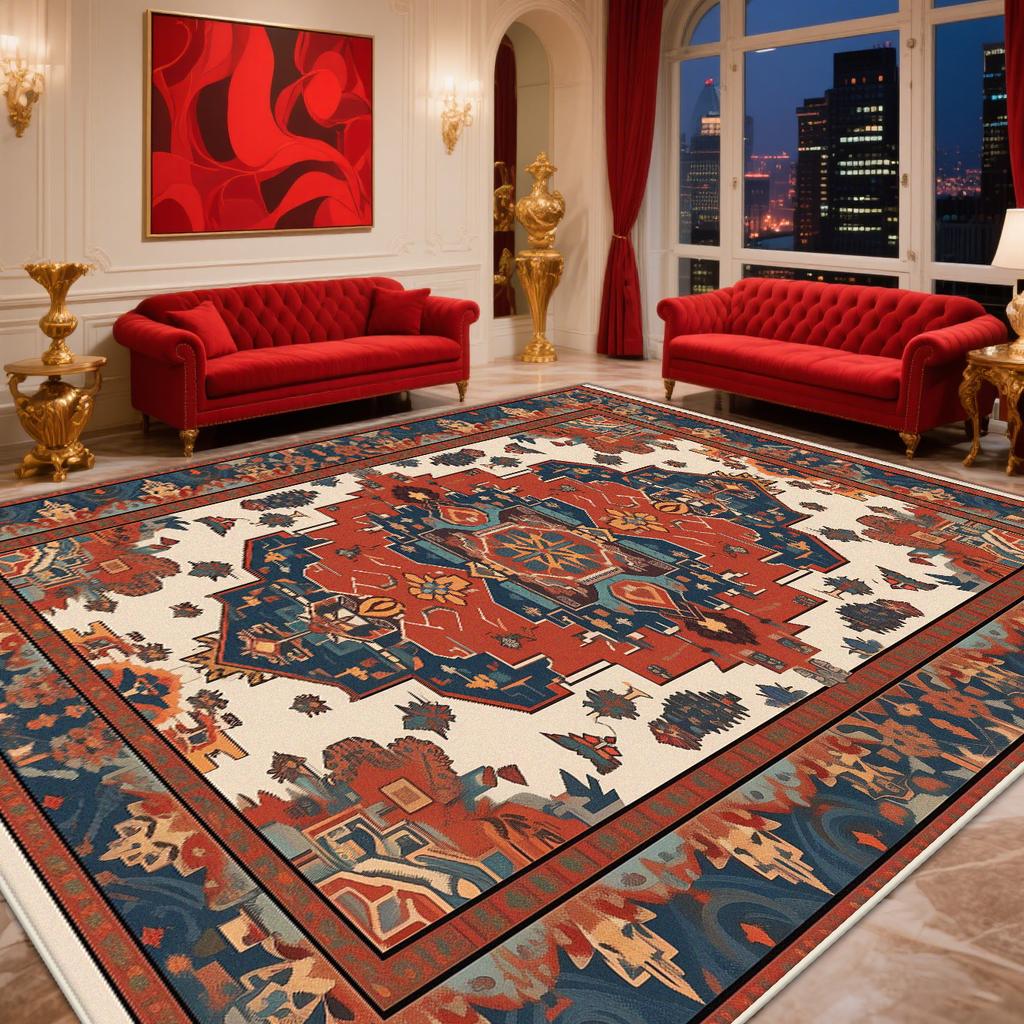 Ретро Персидский Ковер Украшение Гостиной Спальни Богемный Красный Ковры Большой Площади Моющийся Ковер для Гостиной Коврик для Гостиных Кофейных Столиков