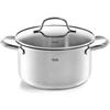 Fissler San Francisco Pot (20cm, 3.6L Capacity) with a Drip-proof Rim, a Glass Lid, and Convenient Measuring Lines (waterless Cooking/induction Compat