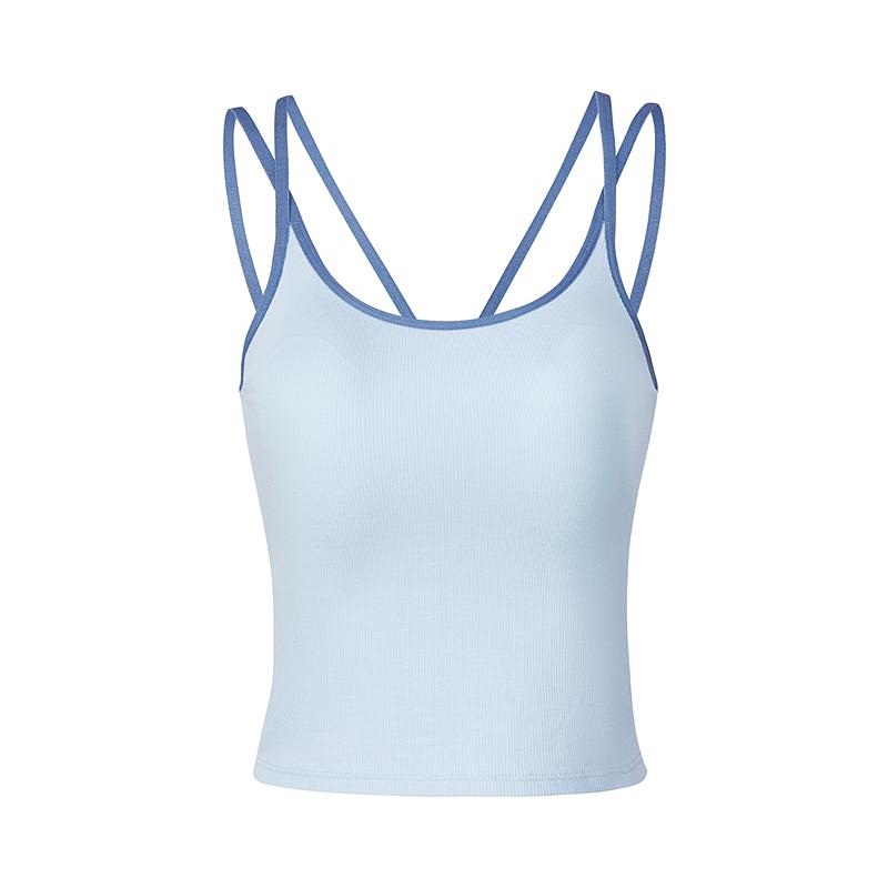 Jiuzi Anna Kou American Fashionable Color Contrasting Versatile Slim Fit Bottom Inner Strap Tank Top Women's 2026 Summer New Style